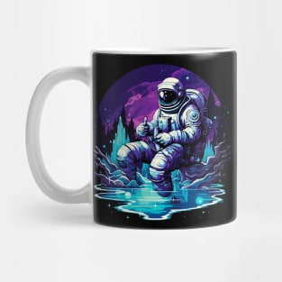 astronaut sitting on a planet and thumb up Mug